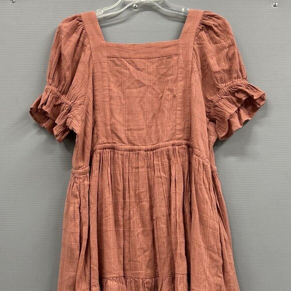 Madewell Puff Sleeve Cotton Mini Dress Large Vintage Quartz Pink - Picture 3 of 4